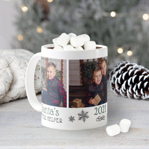 Santas Helper Cute Green Holiday Photo Collage Coffee Mug