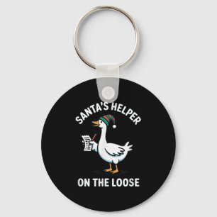 Santas Helper Goose On The Loose Merry Xmas Christ Keychain