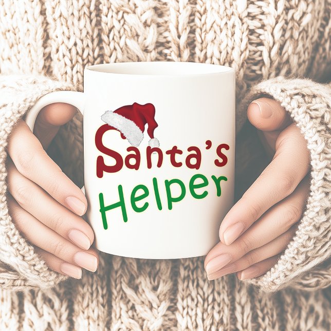 Santa's Helper Hat Typography Christmas Coffee Mug (Santa's Helper Hat Typography Christmas Coffee Mug)