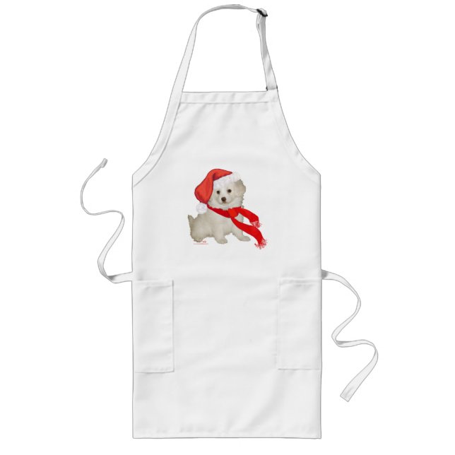 Santa's Helper Puppy Poodle / Bichon Mix Long Apron (Front)