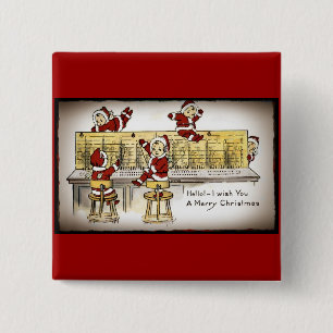 Santa's Helpers on a Switchboard 2 Inch Square Button