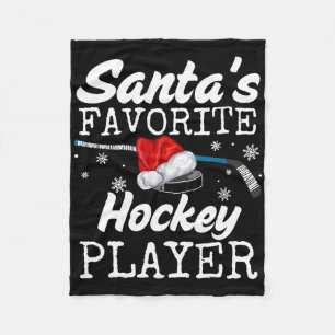 Santa's Hockey Player Christmas Pajamas Hockey Tea Fleece Blanket