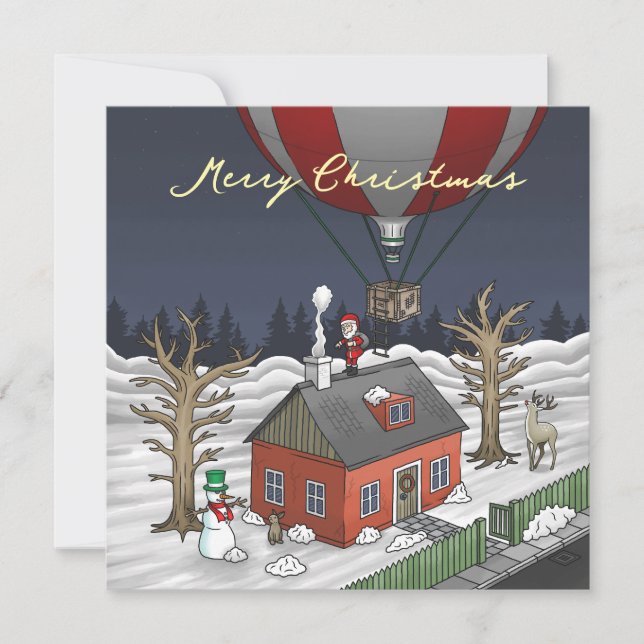Santa's Hot Air Balloon Holiday Card (Front)