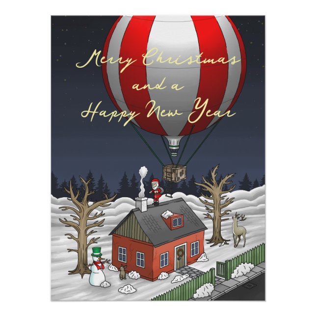 Santa's Hot Air Balloon Poster (Front)