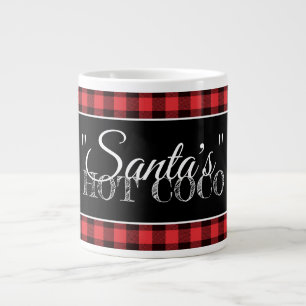 "Santa's" Hot Coco Red & Black Buffalo Plaid Large Coffee Mug