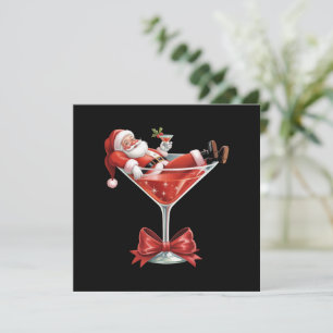 Santa's Hot Mess Christmas Martini Funny Santa Holiday Card