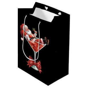 Santa's Hot Mess Christmas Martini Funny Santa Medium Gift Bag