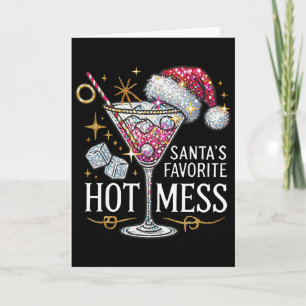 Santa's Hot Mess Drinking Holiday Xmas Martini Mar Card