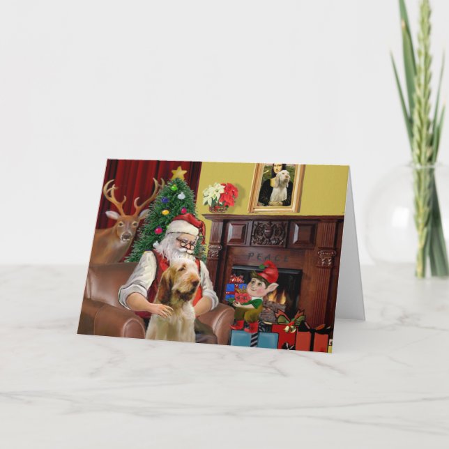 Santa's Itlaian Spinone Holiday Card (Front)
