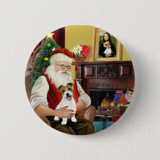 Santa's Jack Russell Terrier PUP 2 Inch Round Button
