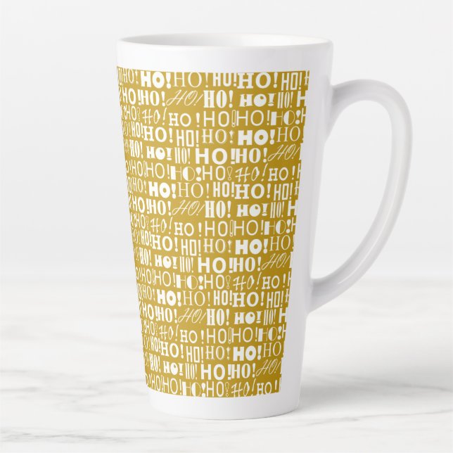 Santa's Jolly Christmas HO! HO! HO! in Dark Gold Latte Mug (Right)