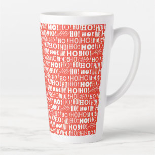 Santa's Jolly Christmas HO! HO! HO! in Orange Red Latte Mug