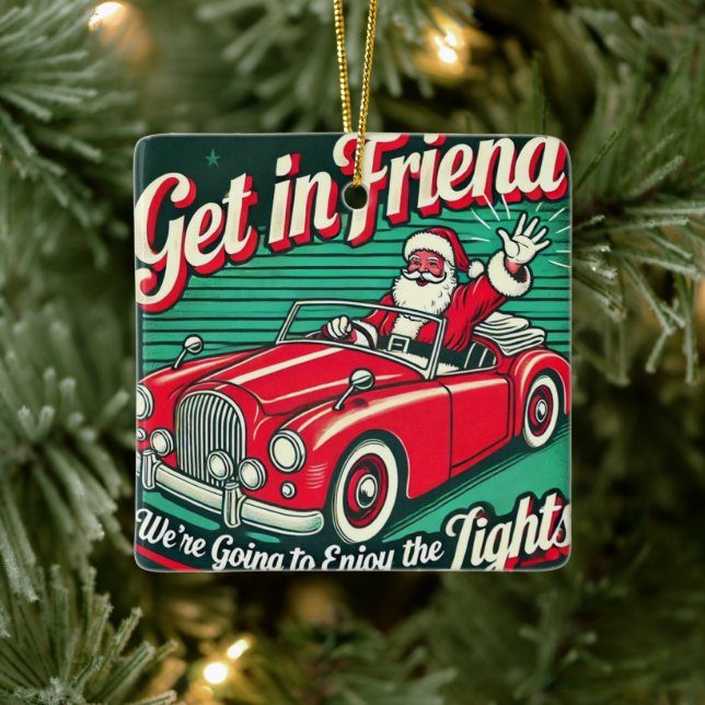 Santa's Joyride: Festive Ceramic Ornament" Ornament (Tree)