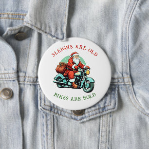 Santas Joyride Motorcycle Christmas 4 Inch Round Button