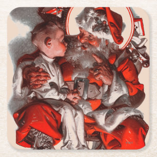 Santa's Lap Square Paper Coaster