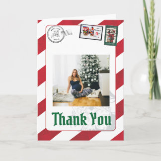 Santa's Letter PostmarkNorth Pole Reindeer Photo Thank You Card
