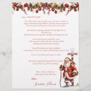Santa's Letter to Child Reindeer North Pole 