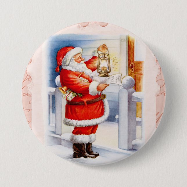 Santas List 3 Inch Round Button (Front)