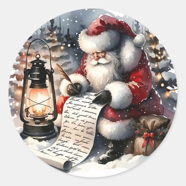 Santa's List Classic Round Sticker (Front)