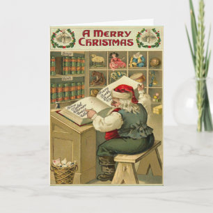 Santa's List Vintage Greeting Card