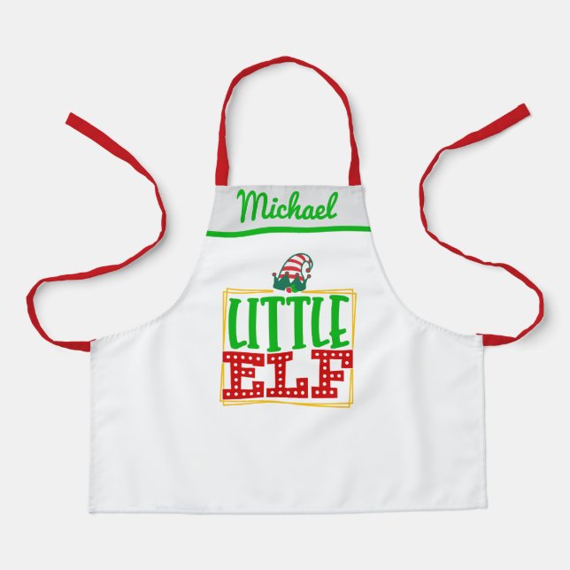 Santa's Little Elf Helper, Personalized Name Kids Apron (Front)