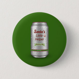 Santa's Little Helper Beer Can 2 Inch Round Button