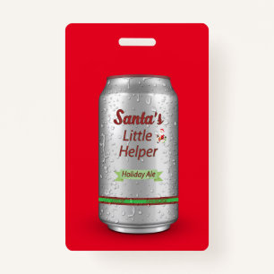 Santa's Little Helper Beer Can Custom Badge