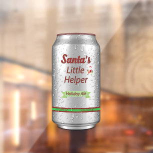 Santa's Little Helper Beer Can Window Cling