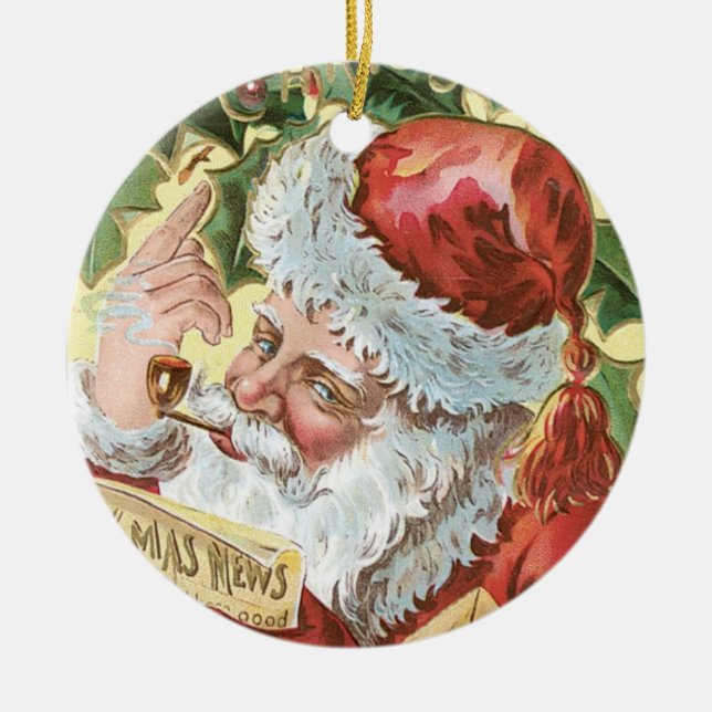 Santa's Little Helper Ceramic Ornament (Front)