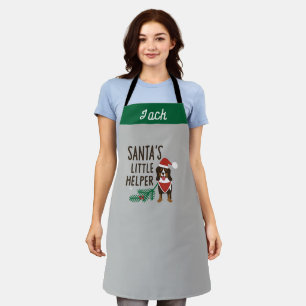 Santa's Little Helper Christmas Bernese Dog Name Apron