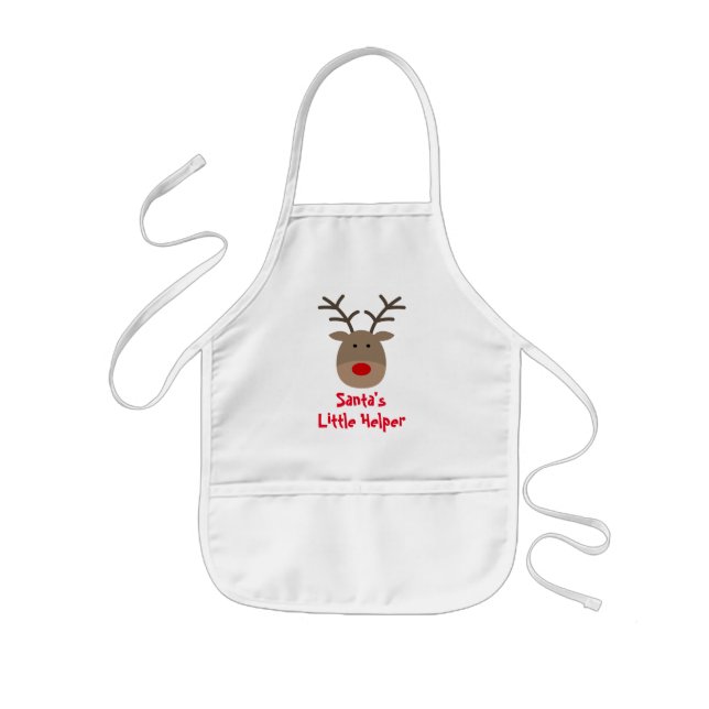 Santa's little helper cute Christmas reindeer kids Kids Apron (Front)