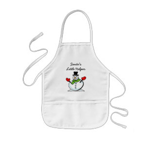 Santa's little helper cute kids Christmas snowman Apron