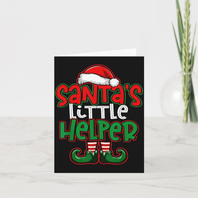 Santa's Little Helper Espresso Martini Christmas T Card (Front)