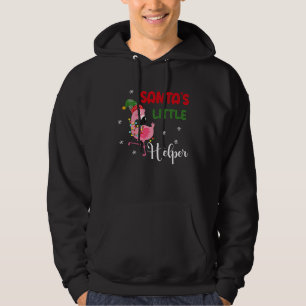santa's little helper flamingo elf merry christmas hoodie