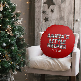 Santa's Little Helper Personalized  Round Pillow