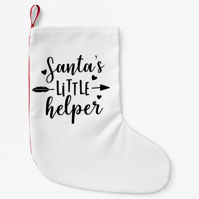 Santa's Little Helper Pregnancy Announcement  Small Christmas Stocking (Front)