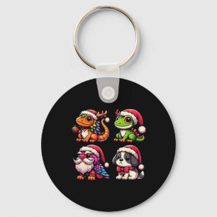 Santa's Little Helpers Cute Animal Christmas Colle Keychain