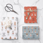 Santa's Little Helpers Dog Reindeer Pattern Wrapping Paper Sheet<br><div class="desc">Funny Santa's little helpers Christmas Holiday Wrapping Paper. Features a variety of watercolor dogs dressed up with antlers, hats and winter clothing for the holidays with reindeer names. You get a white, rusty red and the dusty blue background. Great for wrapping gifts for the dog lover! Need help, just email...</div>