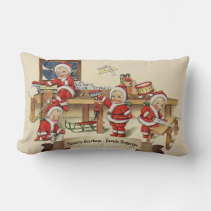 Santas Little Helpers VINTAGE decorative Custom Lumbar Pillow