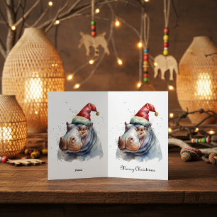 Santa's Little Hippo, custom Foil Holiday Card