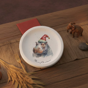 Santa's Little Hippo, custom Paper Plate