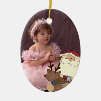 Santas Little Reindeer Customizable Photo Ornament