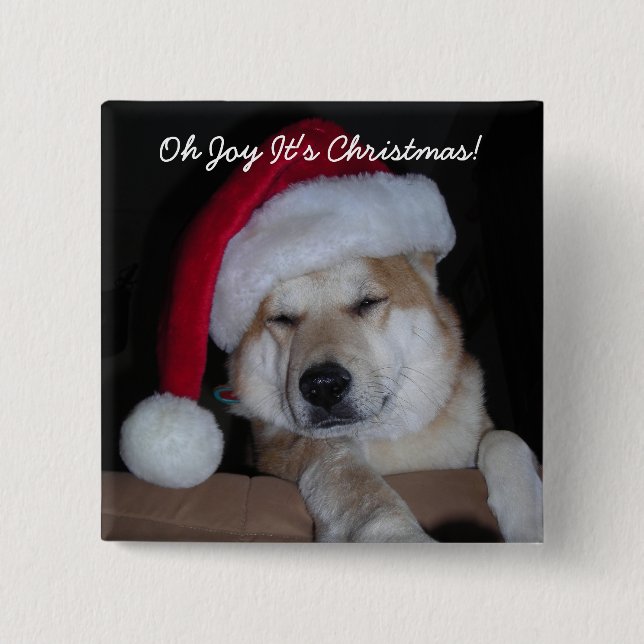 Santa's Little Shiba-Inu Helper Button (Front)