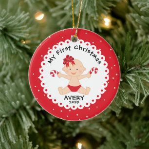 Santa's Little Sweetie Baby's First Christmas Ceramic Ornament