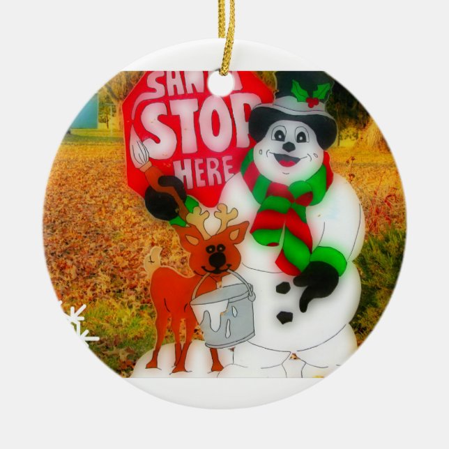 Santa's Love Ceramic Ornament (Front)