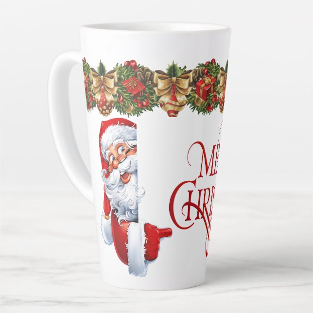 Santa's Merry Christmas Latte Mug (Left Angle)