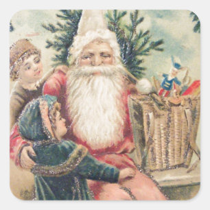 Santa's Merry Christmas Square Sticker