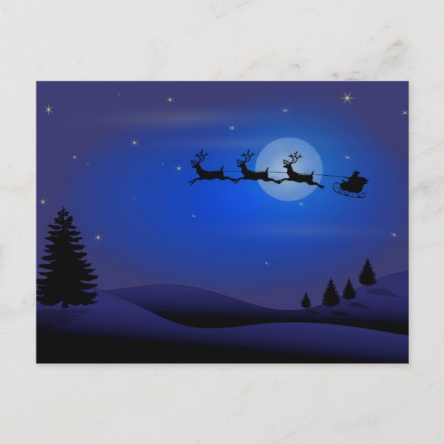 Santa's Midnight Ride Holiday Postcard (Front)