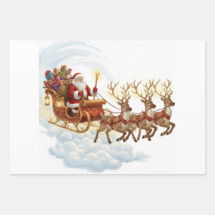 Santa's Midnight Ride Wrapping Paper Sheet