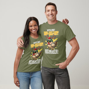 Santa's Most Egg-cellent Reindeer Christmas Design T-Shirt